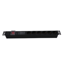 Unité de distribution d'alimentation (PDU) allemande 19 pouces 1U pour montage en rack, 6 prises, 3 filtres de surtension, instructions de mise à la terre, 16A 220-250V