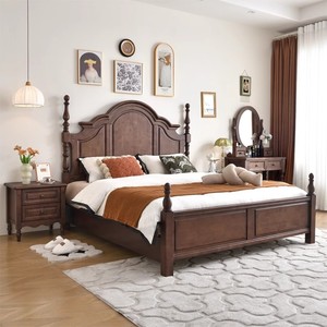 <span class=keywords><strong>Cama</strong></span> de Matrimonio o Queen Size de Madera de Caoba Sólida de Estilo Clásico, Diseño Moderno <span class=keywords><strong>Minimalista</strong></span>, con Sistema de Elevación a Gas y Almacenamiento - Product Image 1