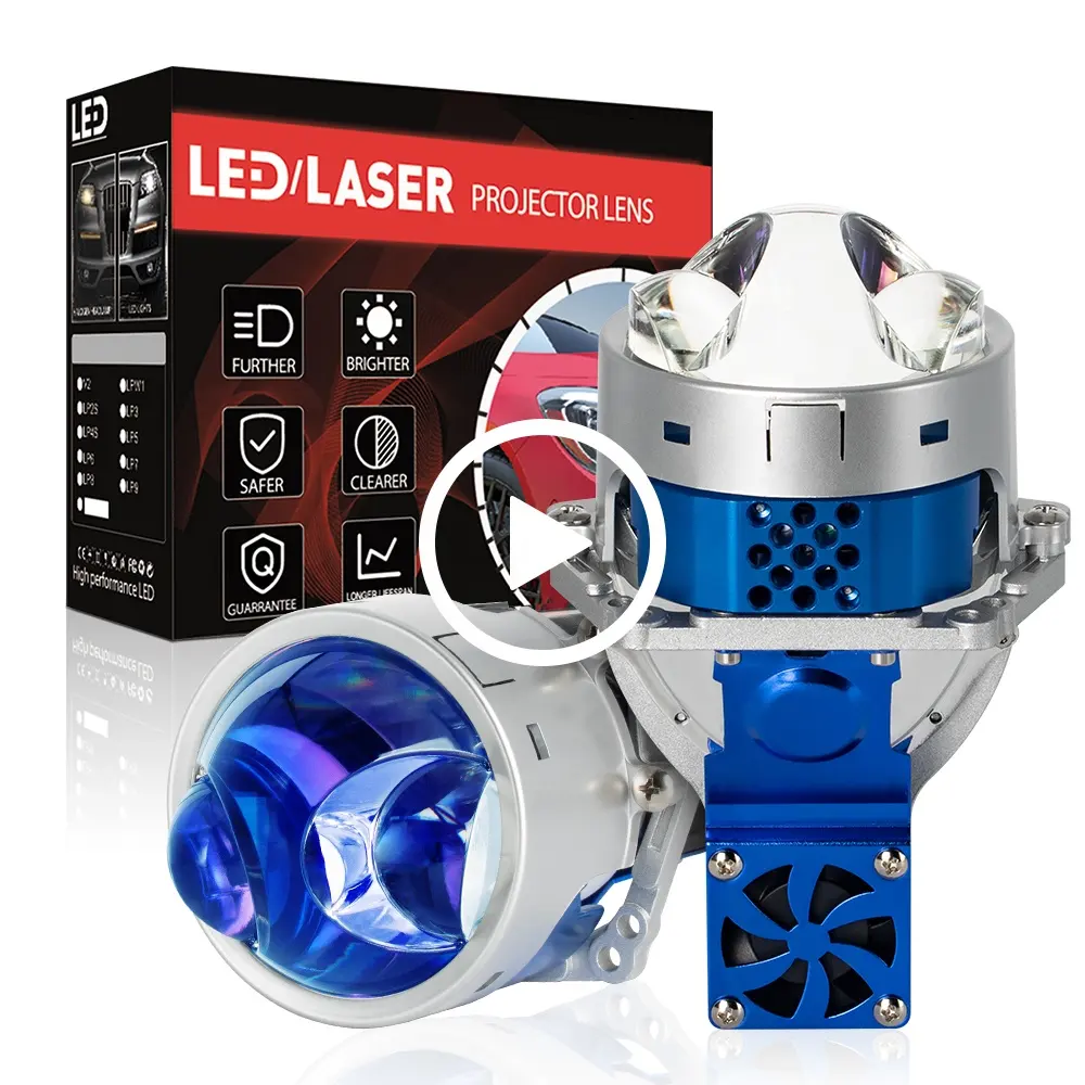 XENPLUS 3 인치 105W 12V LP18LED 프로젝터 렌즈 4 레이저 튜브 슈퍼 밝은 바이 Led 프로젝터 블루 렌즈 범용 수입 Led