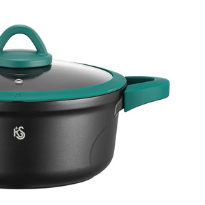 Casserole de qualité supérieure VENUS avec logo personnalisé, 20/24/28 cm, en <span class=keywords><strong>aluminium</strong></span> moulé, couvercle en verre, poignée en silicone antiadhésive, compatible gaz et induction - Product Image 4