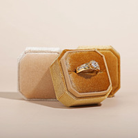 Neues Design Benutzer definiertes Logo Schmuck Ring Box Samt Ring Boxen Schmuck Verpackung für Ringe Hochzeit