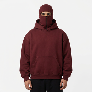 Sweat-shirts à capuche en coton 100% pour hommes, à capuche double surdimensionnée avec fermeture éclair intégrale, épaules tombantes, personnalisables - Product Image 1