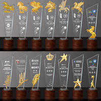 Trofeo de Cristal Pulido Ecológico Personalizado con Logotipo Grabado, Texto en Cristal K9, Reconocimiento Corporativo, Ceremonia, Empleado