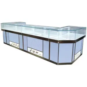 Luxury manufacturer free retail displays led store jewellery counter tempered glass suppliers jewelry display showcase