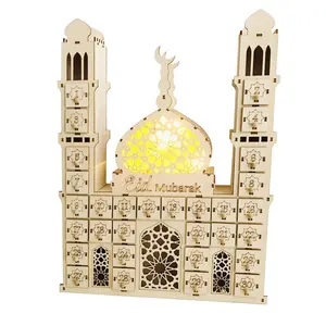 رمضان كريم DIY المسجد حرف خشبية العد التنازلي درج تقويم القدوم عيد الديكور رمضان رزنامة