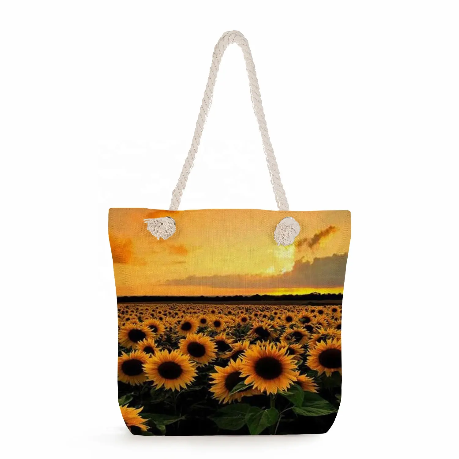 Nouveau design de mode personnalisé imprimé tournesol meilleur prix épaule femmes été fourre-tout sac de plage