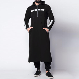 Tuta da uomo araba con cerniera e cappuccio, felpa lunga, abbigliamento islamico casual per lo sport - Product Image 4