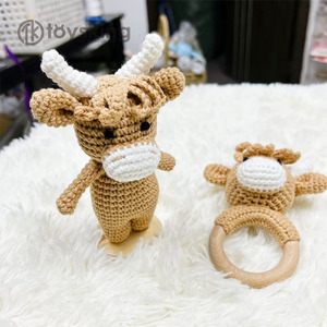 Hilo hecho a mano de punto <span class=keywords><strong>Bebe</strong></span> vaca ganado Amugurumi Safari animales para Recién Nacido Baby Shower regalos - Product Image 6
