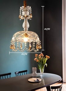 Modern Minimalist Design, Thickened Glass Crystal Chandelier, Home Living Room, Dining Room, Bedroom, Kitchen Chandelier - Product Image 2