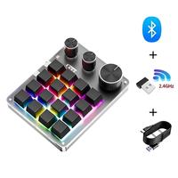 Keyboard Gaming mekanis, Keyboard 16 tombol 3 tombol, kabel USB BT/pemrograman nirkabel, Keyboard Mini makro kustom Keypad Hot-swap