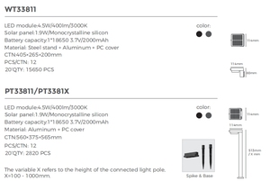 Oasislux Ngoài Trời Cảnh Quan Chiếu Sáng Năng Lượng Mặt Trời Bollard Nhôm Cơ Thể Không Thấm Nước IP44 Vườn Ánh Sáng - Product Image 6