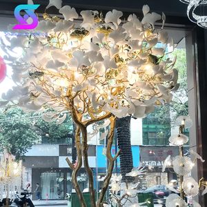 Tùy chỉnh dự án trong nhà LED Đèn sàn cho khách sạn biệt thự Ginkgo gốm sứ sắt cơ thể màu hồng kim loại hiện đại hiện đại cho phòng khách - Product Image 4