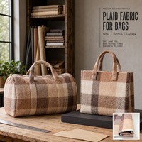 Tissu en laine et polyester à carreaux 530 GSM, lourd, chaud et structuré, tissé pour manteaux d'hiver, vestes, jupes, sacs et bagages