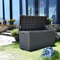 Boîte de rangement en rotin pour jardin extérieur résistante aux intempéries horizontale et résistante
