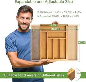 C24101004 Rectangle Bamboo Expandable American Style <b>Drawer</b> Organizer - Product Image 3