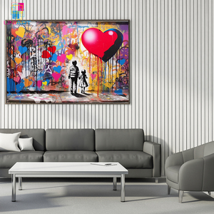Cuadro moderno UNIART corazón niños <span class=keywords><strong>Banksy</strong></span> arte callejero y cuadro <span class=keywords><strong>de</strong></span> pared impresión moderna decoración <span class=keywords><strong>de</strong></span> dormitorio carteles <span class=keywords><strong>Banksy</strong></span> arte <span class=keywords><strong>de</strong></span> grafiti - Product Image 1