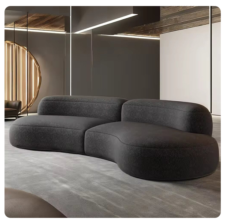 Luxury Curved Armless Sofa Soft Teddy