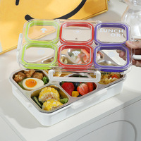 Boîte à lunch isotherme en acier inoxydable à 6 compartiments, hermétique, pour repas, micro-ondable, type bento, pour adultes/bureau