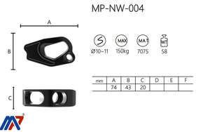 Ascendedor de Aluminio 7075 de 58g con Doble Orificio y Hebilla de Conexión Rápida, Resistencia a la Rotura de 150kg, 2 Anillos en D para Cuerdas de 10-11mm, Protección Contra Caídas - Product Image 3