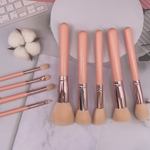 9-Piece Orange Wood Handle Synthetic Hair Makeup <b>Brush</b> Set Private Label Custom Logo Face Concealer <b>Brush</b> Kit - Product Image 1