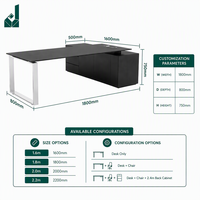 Bureau de direction ergonomique en L JQYX, design moderne et minimaliste, avec structure en acier inoxydable et armoire latérale, écologique, pour bureau d'entreprise