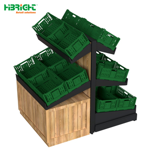 Highbright Popular Vegetable and Fruit Display Rack with <b>Plastic</b> <b>Crates</b> for Supermarket & Grocery Stores - Product Image 2