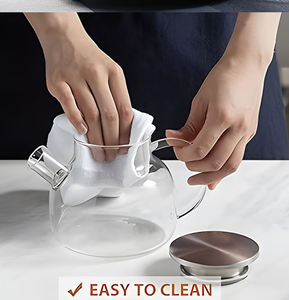 Théière en verre borosilicate résistant à <span class=keywords><strong>la</strong></span> chaleur et au froid avec couvercle et poignée en acier inoxydable, 1000 ml et 1800 ml, pour <span class=keywords><strong>thé</strong></span> aux herbes et aux fruits - Product Image 5