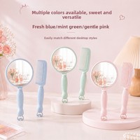 Miroir de Maquillage Portable Personnalisé en Plastique avec Poignée, 1x, pour Étudiant, Extérieur, HD, Compact, pour Dortoir