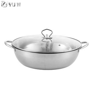 Marmite à induction shabu de style chinois, 2 compartiments en métal, casserole en acier inoxydable avec séparateur - Product Image 4