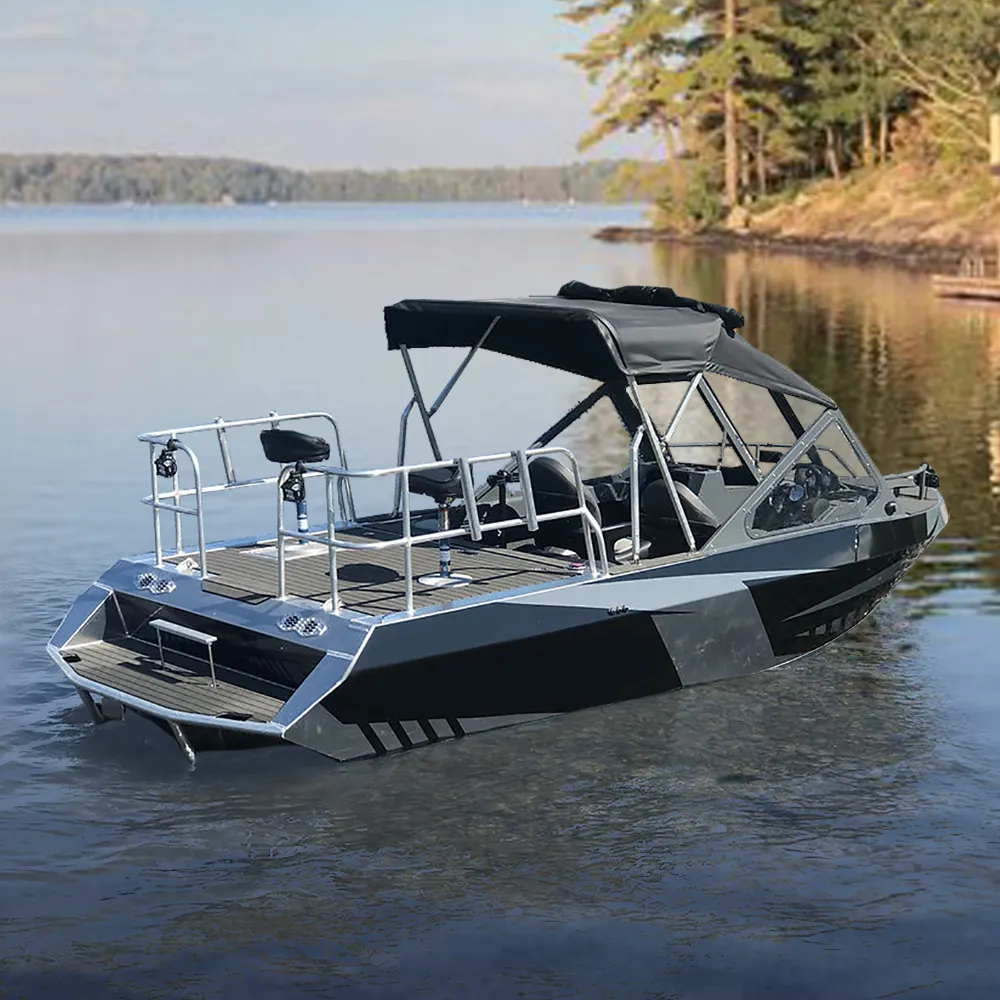 Ecocampor Fully Welding Aluminum Landing Craft Cabin Boats with Double Driver Seaters for sale