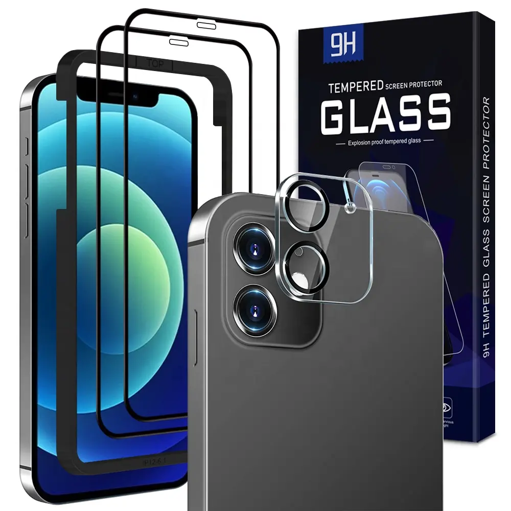 Iyo — protecteur d'écran pour iphone 12 pro max, verre trempé, boîtier d'emballage personnalisé, facile à installer