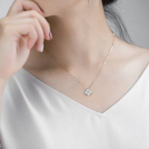 Kalung Desainer Daun Semanggi Empat Daun Keberuntungan, Perhiasan Musim Panas Fashion Grosir, Perak Sterling 925 Berlapis Emas 4 Lapis <span class=keywords><strong>Opal</strong></span> - Product Image 5