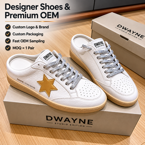 Zapatos de Diseñador de Lujo 2026 para Mujer, Sandalias de Cuero de Alta Calidad, Mules Blancas con Estrella Dorada, Zapatos Casuales Sin Cordones, Nuevos - Product Image 1