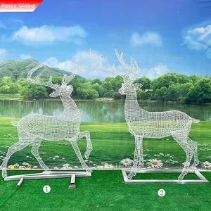 Gran oferta, escultura de animales, estatua de jardín de jirafa, escultura de acero inoxidable, Arte, Escultura de precisión para exteriores, ciervo