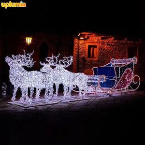 Offre Spéciale extérieur grand renne de Noël traîneaux 3D LED Elk motif lumière statue grand Santa cerf décoration de Noël - Product Image 2