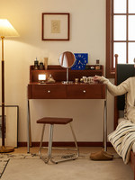 Table de maquillage multifonctionnelle en bois massif de style rétro médiéval, idéale pour petite chambre, hôtel, appartement – Populaire en ligne