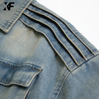 Veste en jean cargo surdimensionnée vintage délavée 100% coton, design original XUFEI, fabricant OEM personnalisé, streetwear