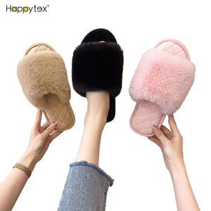 Top qualité femmes <span class=keywords><strong>les</strong></span> <span class=keywords><strong>plus</strong></span> chaudes moelleux pantoufles chaussures chambre <span class=keywords><strong>chaud</strong></span> maison en peluche fourrure moelleux doux pantoufles prix de gros - Product Image 1