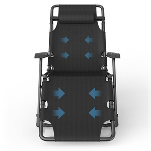 Sillón de playa negro para exteriores, sillón de relajación ajustable portátil con almohada para acampar, Picnic, natación - Product Image 5