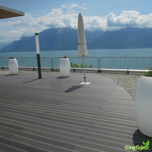 Phong cách hiện đại WPC Xây Dựng Mới xây dựng sàn <span class=keywords><strong>decking</strong></span> 150 mét chiều rộng chải kỹ thuật cho sử dụng ngoài trời - Product Image 5