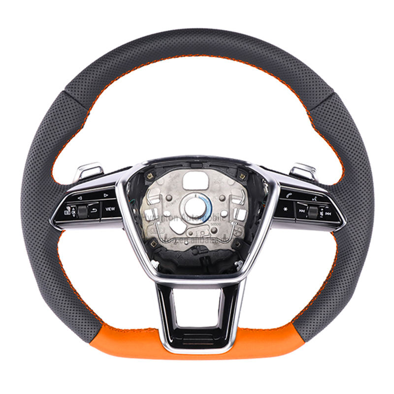 Perforated leather+flat bottom+orange stitching