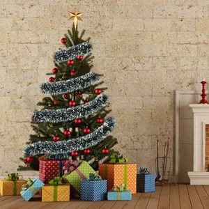 Factory Sale PET Dark Green and <b>White</b> 8CM*200CM Rope Christmas <b>Tinsel</b> Garland - Product Image 2