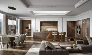 Armoire de cuisine de luxe en placage de bois contemporain haut de gamme, armoire de rangement de cuisine, armoire de cuisine - Product Image 3