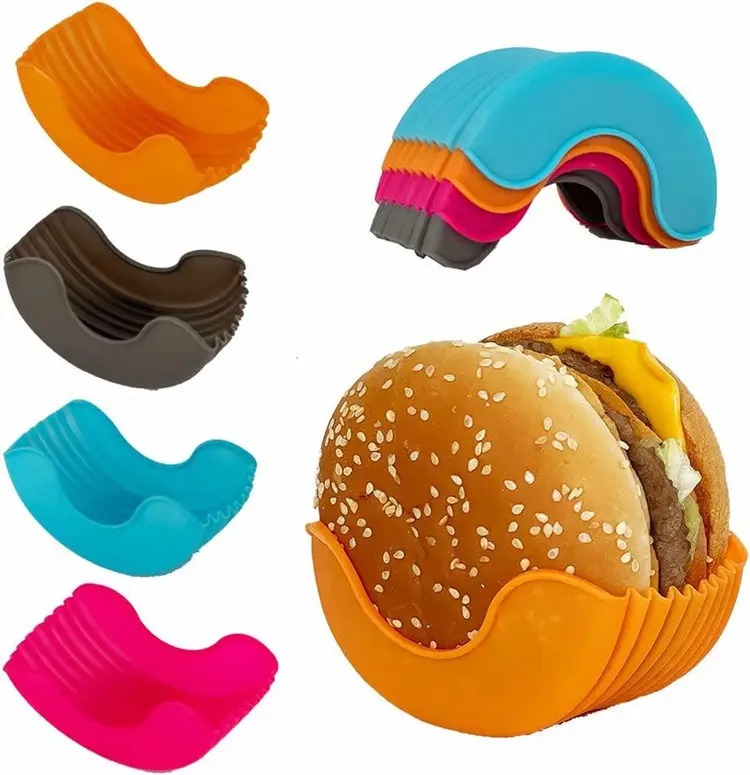 Porta Hamburger regolabile con scatola fissa per Hamburger retrattile in Silicone ecologico per mangiare feste