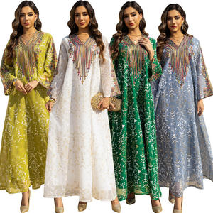Nouvelle robe musulmane pour femmes, robe de soirée musulmane à manches longues, <span class=keywords><strong>en</strong></span> <span class=keywords><strong>maille</strong></span> brodée, robe de soirée Dubaï, robe pour femmes - Product Image 1