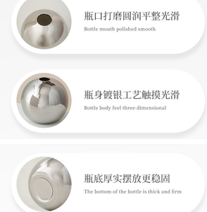 Jarrón de Flores Moderno de Cerámica Plateada con Figuras de Bolas para Decoración de Sala de Estar - Product Image 4