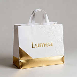 Custom Embossed Gold Stamping <b>Paper</b> Bags <b>Made</b> From White Cardboard for Elegant Gift Packaging - Product Image 4
