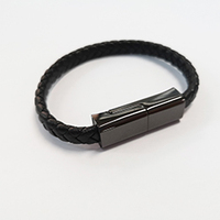 Kabel Data Pengisi Daya Cepat Ponsel Modis Micro USB C 8Pin Hitam Model Gelang Tahan Air