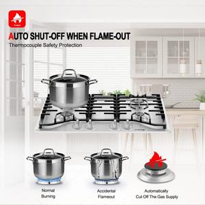 <span class=keywords><strong>GASLAND</strong></span> Table de cuisson au gaz en acier inoxydable à 4 brûleurs de 30 pouces - Product Image 5