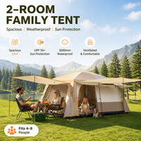 Tente de camping Oxford 2 chambres 1 salon, grande capacité, pliable, protection UV, résistante à la pluie, pour l'extérieur, utilisable en toutes saisons